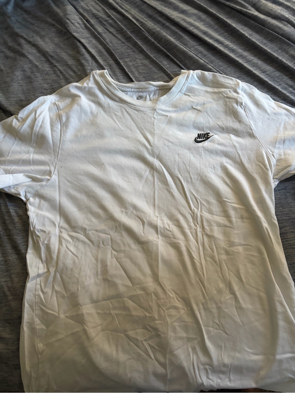 Nike White Short Sleeve Crew with Black Swoosh XL
